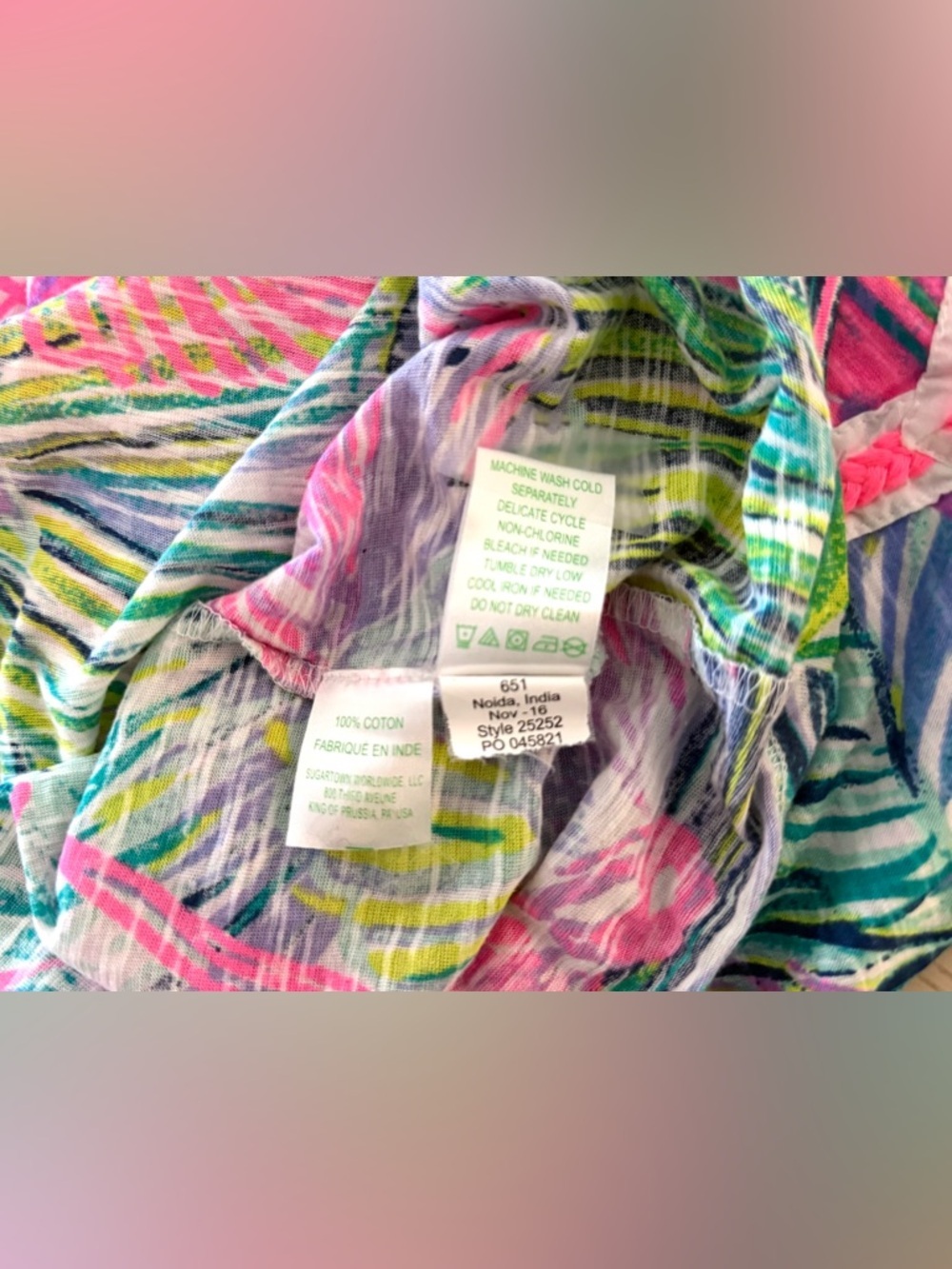 Lilly Pulitzer Swim Coverup Bonita Scarlet Macaw, Cotton, XS - Picture 4 of 5